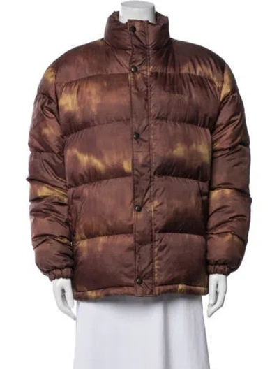 Pre-owned Stussy Tie-dye Print Down Jacket In Brown