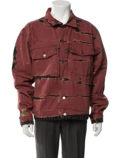 Pre-owned Stussy Tie-dye Print Trucker Jacket In Red