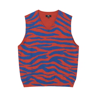 Pre-owned Stussy Tiger Printed Sweater Vest 'red'