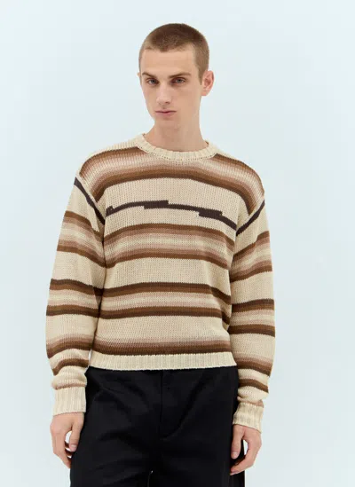 Stussy Tonal Stripe Sweater In Beige