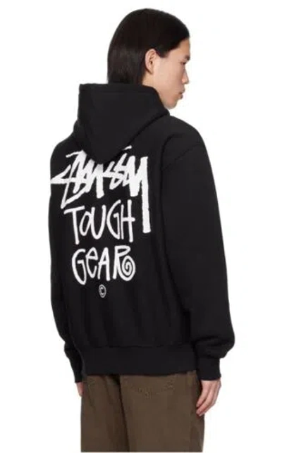 Pre-owned Stussy ? Tough Gear Hood Hoodie Sweatshirt Black Size M 100% Authentic
