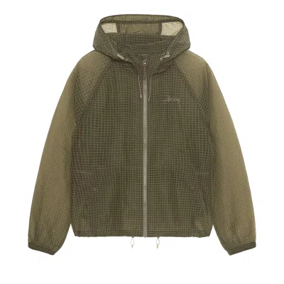 Pre-owned Stussy Transparent Ripstop Beach Shell 'olive' In Green