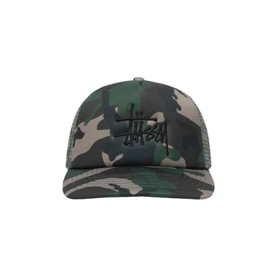 Pre-owned Stussy Trucker Big Basic Snapback 'camo' In Multi-color