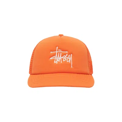 Pre-owned Stussy Trucker Big Basic Snapback 'orange'