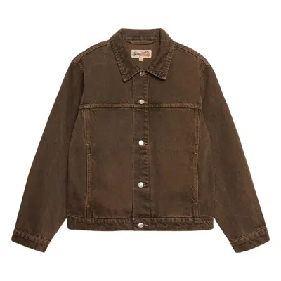 Pre-owned Stussy Trucker Denim Jacket 'mushroom' | Brown | Men's Size M