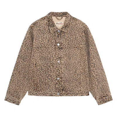 Pre-owned Stussy Trucker Jacket Denim 'leopard' | Yellow | Men's Size M