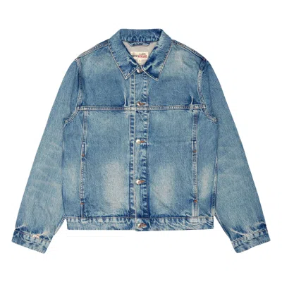 Pre-owned Stussy Trucker Jacket Denim 'weekend Wash' | Blue | Men's Size L