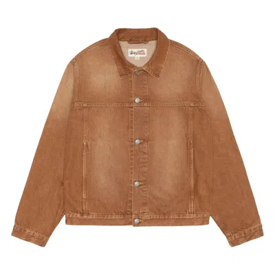 Pre-owned Stussy Trucker Jacket Vintage Denim 'brown' | Men's Size L