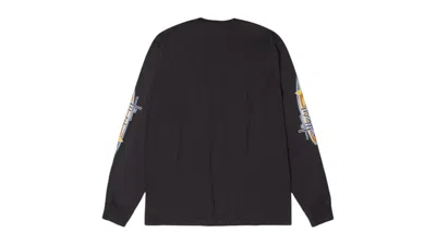 Pre-owned Stussy Two Star Long Sleeve Pigment Dyed Tee Shirt In Faded Black