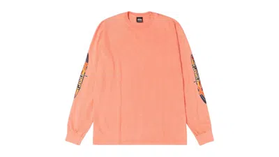 Pre-owned Stussy Two Star Long Sleeve Pigment Dyed Tee Shirt In Sherbert In Orange