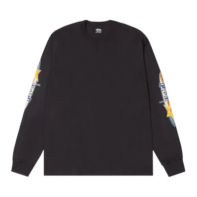 Pre-owned Stussy Two Star Long-sleeve Tee Pigment Dyed 'faded Black' | Men's Size M
