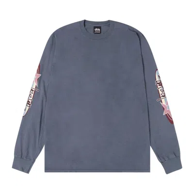 Pre-owned Stussy Two Star Long-sleeve Tee Pigment Dyed 'navy' | Blue | Men's Size M