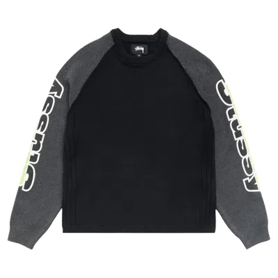 Pre-owned Stussy Two Tone Raglan Sweater 'black' | Men's Size S