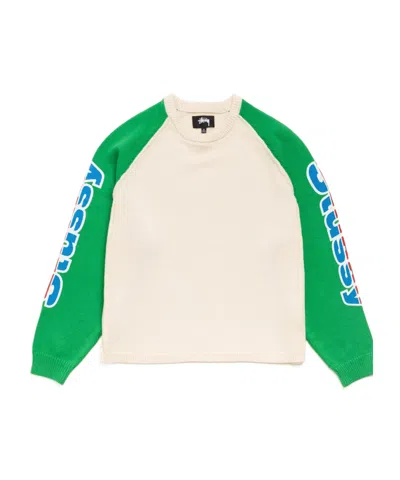 Stussy Two Tone Raglan Sweater In White