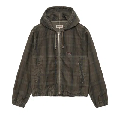 Pre-owned Stussy Unlined Plaid Zip Hoodie 'olive' In Multi-color