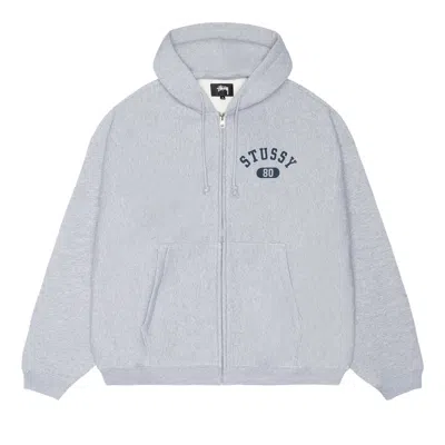 Pre-owned Stussy Varsity Zip Hoodie 'grey Heather' | Men's Size M