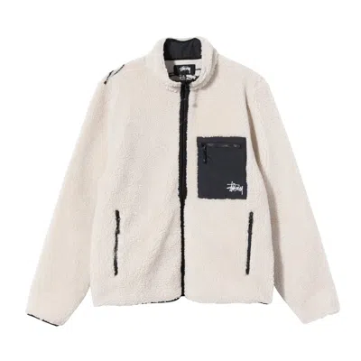 Pre-owned Stussy Venus Jacquard Sherpa Jacket 'neutrals' | Cream | Men's Size M