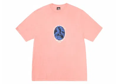 Pre-owned Stussy Venus Oval Pigment Dyed Tee Shirt In Coral In Orange