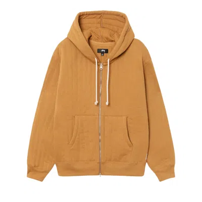 Pre-owned Stussy Vertical Quilted Zip Hoodie 'tan'
