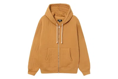 Pre-owned Stussy Vertical Quilted Zip Hoodie Tan
