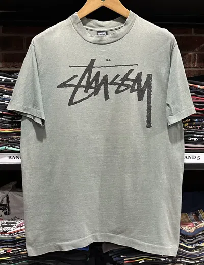 Pre-owned Stussy Vintage 80's  Old Skool Crew Sun Faded Tee In Green
