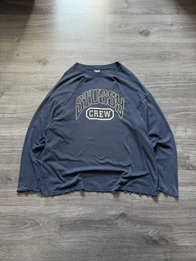 Pre-owned Stussy Vintage 90's  Crew Distressed Long Sleeve Shirt In Blue