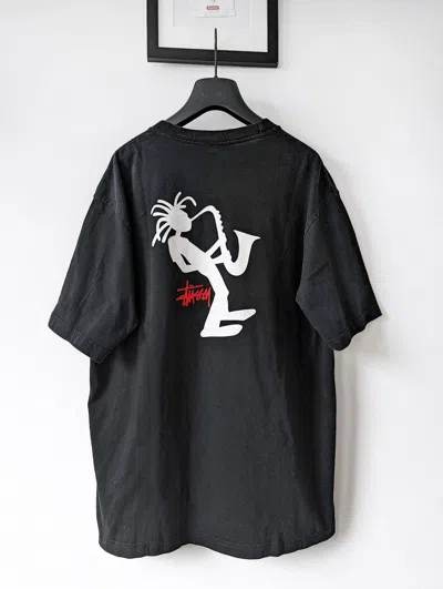 Pre-owned Stussy Vintage 90's  Rasta Jazz Player Jazzman T Shirt Black