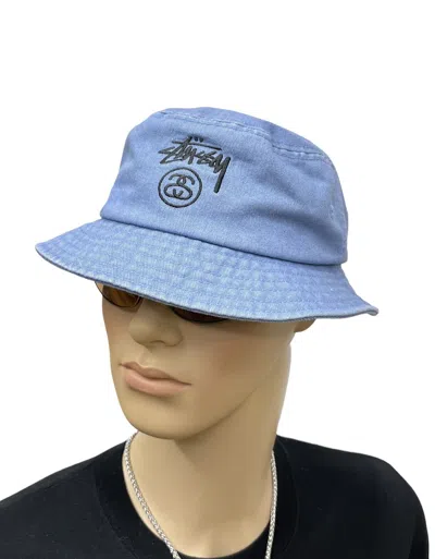 Pre-owned Stussy Vintage  Embroidery Logo Bucket Hat In Blue
