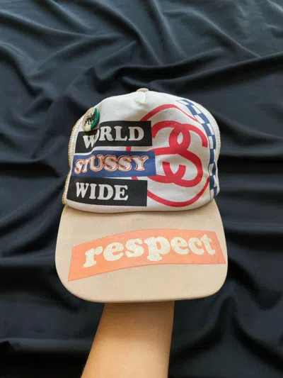 Pre-owned Stussy Vintage Stüssy World Wide Trucker Hat In Sand