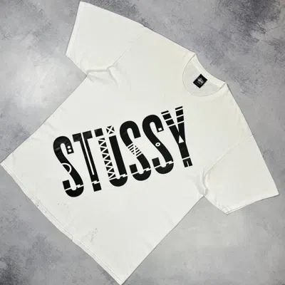 Pre-owned Stussy Vintage  Y2k Big Logo T Shirt 90's In White