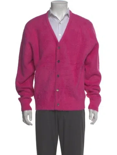 Pre-owned Stussy V-neck Long Sleeve Cardigan In Pink