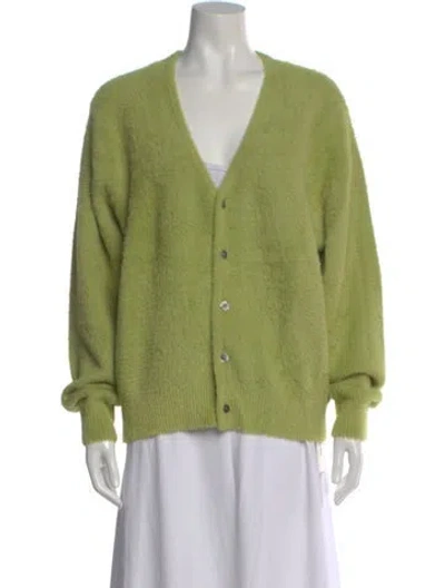 Pre-owned Stussy V-neck Sweater In Green