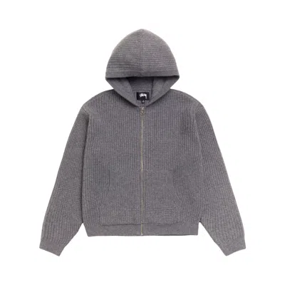 Pre-owned Stussy Waffle Cashmere Zip Hood Sweater 'charcoal' | Grey | Men's Size L
