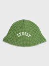 Stussy Waffle Knit Bucket Hat In Green