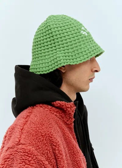 Stussy Waffle Knit Bucket Hat In Green