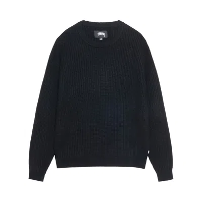 Pre-owned Stussy Waffle Knit Cashmere Crew 'black' | Men's Size Xxl