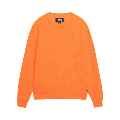 Pre-owned Stussy Waffle Knit Cashmere Crew 'bright Orange' | Men's Size L