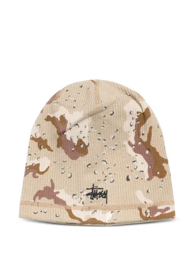 Stussy Waffle Skullcap Beanie In Brown