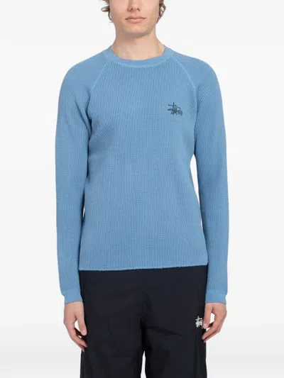 Stussy Waffle-knit Sweater In Blue
