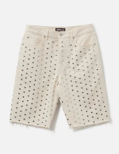 Stussy Wales Bonner Studded Denim Shorts In Beige/米色/베이지/ベージュ