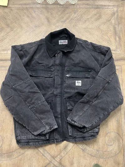 Pre-owned Stussy Washed Black Canvas Jacket