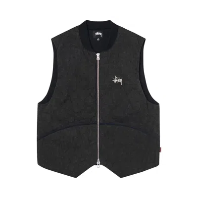 Pre-owned Stussy Washed Canvas Primaloft Vest 'black'