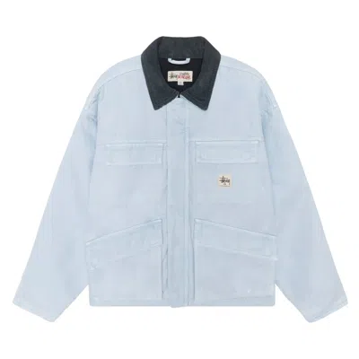 Pre-owned Stussy Washed Canvas Shop Jacket 'light Blue'