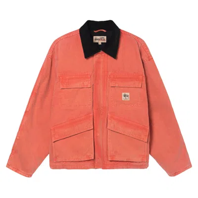 Pre-owned Stussy Washed Canvas Shop Jacket 'orange'