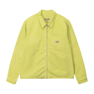 Pre-owned Stussy Washed Canvas Zip Shirt 'lime' In Yellow