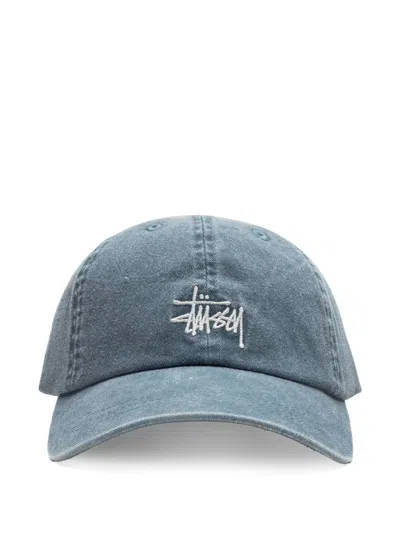 Stussy Washed Embroidered Basic Cap In Blue