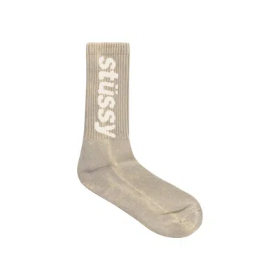 Pre-owned Stussy Washed Helvetica Crew Sock 'grey' | Men's Size Onesize In Gray