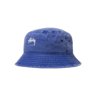 Pre-owned Stussy Washed Stock Bucket Hat 'blue' | Men's Size L/xl