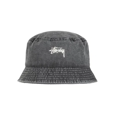 Pre-owned Stussy Washed Stock Bucket Hat 'charcoal' | Black | Men's Size S/m