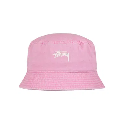 Pre-owned Stussy Washed Stock Bucket Hat 'pink' | Men's Size S/m